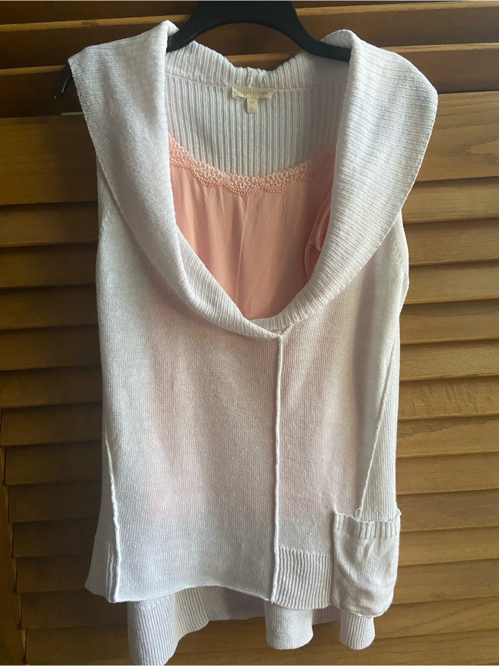 Eileen Fisher S white linen Knit Sleeveless tunic with Pink tank